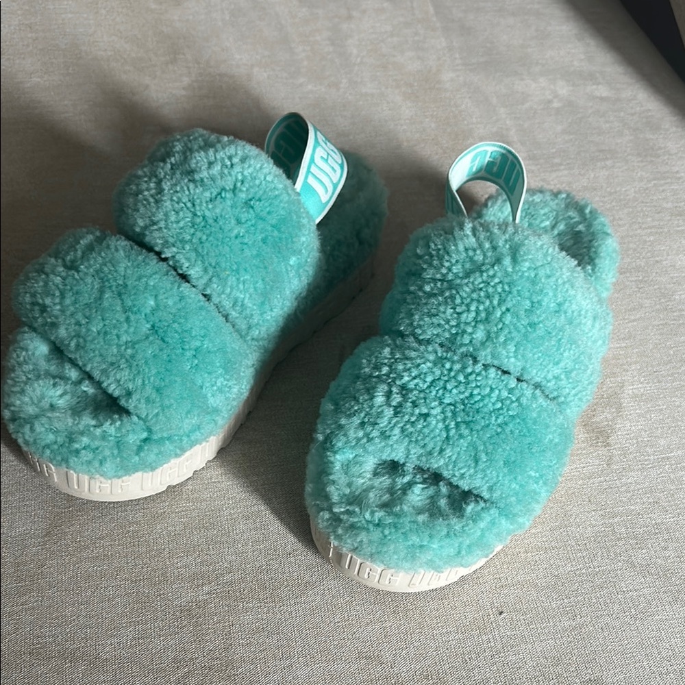 UGG Blue Plush Slippers Cozy Indoor Comfort